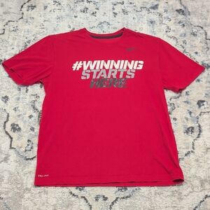 Nike Dri-FIT Red “Winning Starts Here” Tee Size L Performance Shirt